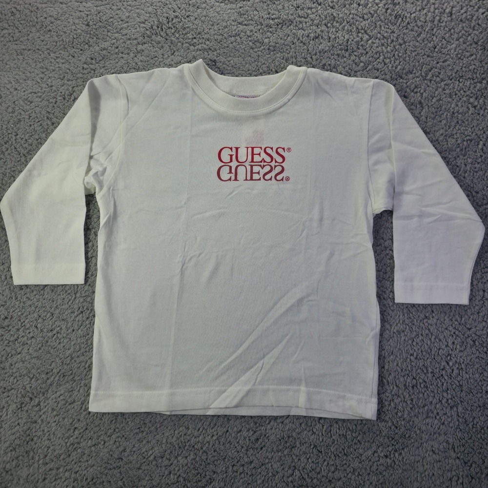 Vintage Guess by Georges Marciano Kids White Long Sleeve T-Shirt Size 4Y-5Y NEW